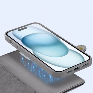 Dux Ducis Lawa Nahkainen Suojakuori iPhone 15:lle - harmaa