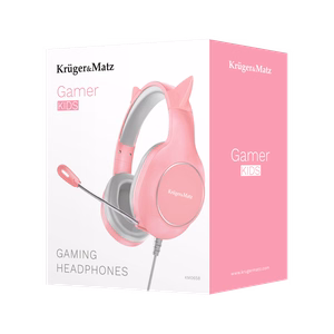 Kruger&Matz Gamer Kids -pelikuulokkeet lapsille, vaaleanpunaiset
