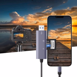 Tech-Protect UltraBoost SD/micro SD -kortinlukija Lightning / USB-A -liittimella - harmaa
