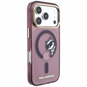 Karl Lagerfeld Peekaboo Logo -suojakuori laitteelle iPhone 18 Pro Max / 17 Pro Max, MagSafe-yhteensopiva – viininpunainen