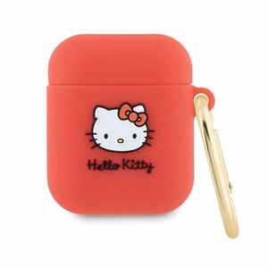 Hello Kitty Silicone 3D Kitty Head case for AirPods 1 / 2, fuchsia