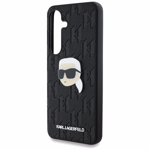 Karl Lagerfeld Leather Monogram Pin Logo Karl Head -suojakuori Samsung Galaxy S25 Plus - musta