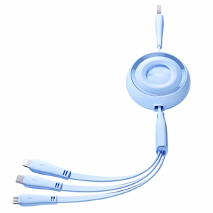 Joyroom Colorful Series S-A40 Kaapeli sisäänvedettävä 3in1 USB-A - USB-C / Lightning / Micro USB 1m - sininen