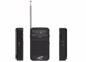 LTC kannettava taskuradio LEGA, AM/FM, mini jack, musta
