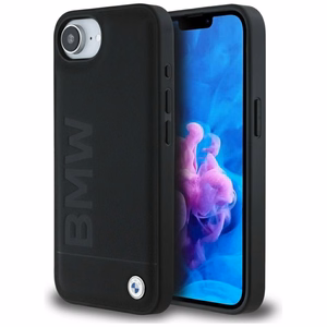 BMW Leather Hot Stamp iPhone 16e Suojakuori - Musta