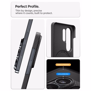 Spigen AirSkin Aramid Mag MagSafe -suojakuori Samsung Galaxy S26 Ultralle - musta