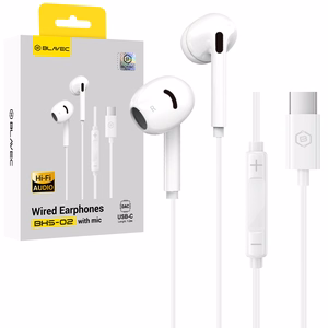 Blavec BHS-02 USB-C -nappikuulokkeet mikrofonilla ja DAC-muuntimella (BHS02-W), valkoiset