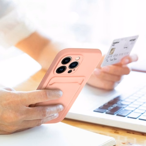 Suojakuori iPhone 15 PRO:lle Card Case vaaleanpunainen