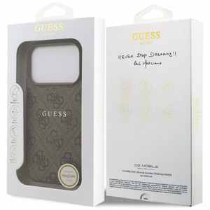 Guess 4G Ring Classic Logo MagSafe suojakuori iPhone 17 Pro:lle - ruskea
