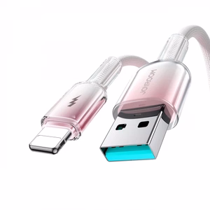 Joyroom S-A42 Crystal-Clear Series 3A USB-A - Lightning -kaapeli 1,2 m - valkoinen