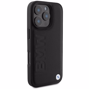 BMW Nahkainen Hot Stamp MagSafe Suojakuori iPhone 16 Pro Max:lle - Musta