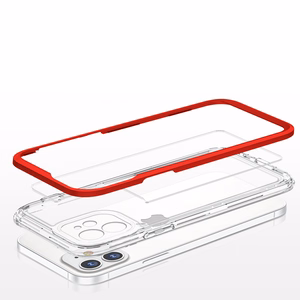 Clear 3in1 case for iPhone 12 frame gel cover red
