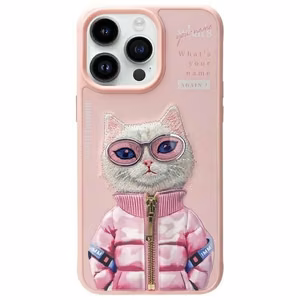 NIMMY Suojakuori COOL&CUTE 2.0 Cat iPhone 15 Pro:lle - vaaleanpunainen