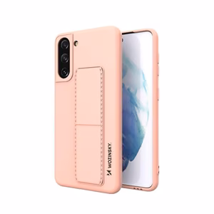 Wozinsky Kickstand Case silikoni tapauksessa jalusta Samsung Galaxy S21+ 5G vaaleanpunainen vaaleanpunainen