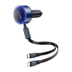 Vention FFOB0 USB-C auton laturi + USB-C/Lightning 30W kaapeli