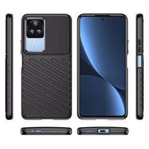 Thunder Case tapauksessa Xiaomi Poco F4 5G silikoni panssari tapauksessa musta