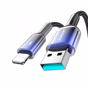 Joyroom S-A42 Crystal-Clear Series 3A USB-A - Lightning -kaapeli 1,2 m - musta