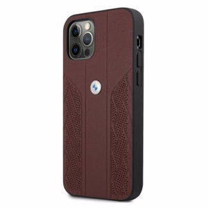 BMW Nahka Curve rei'itetty kotelo iPhone 12 / iPhone 12 Pro - punainen