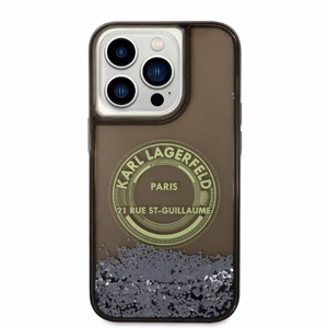 Karl Lagerfeld Liquid Glitter RSG suojakuori iPhone 14 Pro:lle - musta