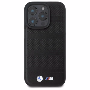 BMW M Perforated And Stitched Line MagSafe Suojakuori iPhone 16 Pro Max:lle - Musta