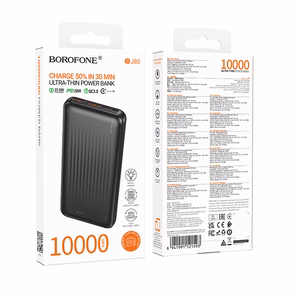 Borofone Power Bank 10000mAh BJ80 Clever - 2xUSB + Type C - QC 3.0 22,5W PD 20W black