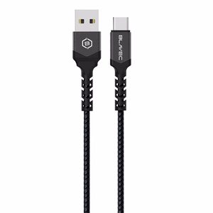 Blavec kaapeli Raptor punottu - USB - Type C - 3A 1 metri Apple CarPlay/Android Auto (CRA-UC3BG10) musta-harmaa
