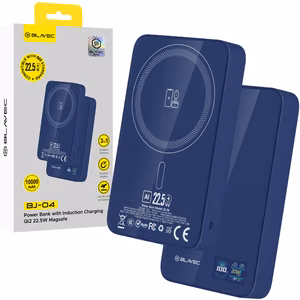 Blavec varavirtalähde 10000 mAh BJ-04 Slim 13,5 mm - Type C - 22,5 W magneettinen Magsafe 3-in-1 (PBBJ04-MC10N) tummansininen lasi