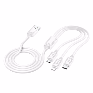 Hoco X74 3-in-1 Kaapeli USB-A - Lightning/Micro USB/USB-C 2A 1m valkoinen