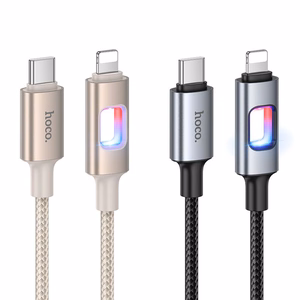 LED-kaapeli USB-C – Lightning Hoco PD 27W 1,2 m U144, musta