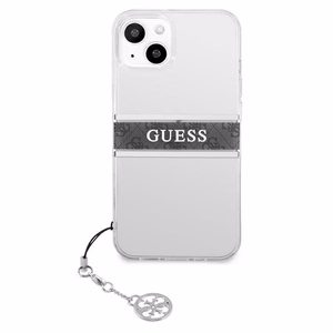 Guess GUHCP13SKB4GGR iPhone 13 mini 5.4" läpinäkyvä kovakotelo 4G harmaa hihna Charmi