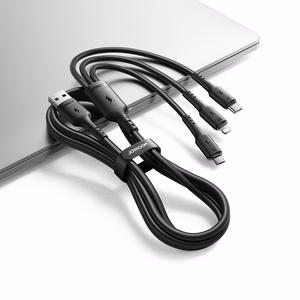USB Kaapeli Joyroom S-A61 USB-A USB-C/Lightning/MicroUSB 3.5A 1.2m musta