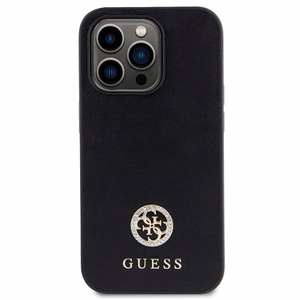 Guess GUHCP15LPS4DGPK iPhone 15 Pro 6,1 musta/musta kovakuori Strass Metal Logo