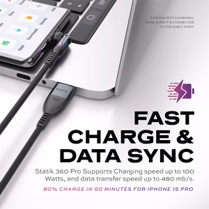 STATIK Statik 360 Pro kaapeli 2.0 USB-C; 1 m, musta