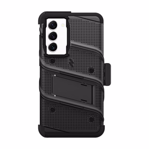 ZIZO BOLT Series armoured-case set for Samsung Galaxy S23+, with 9H screen protector, built-in kickstand and belt-clip holster, black