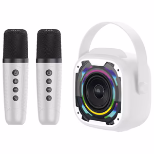 Blavec kannettava Bluetooth-kaiutin WS-08 Karaoke Idol - 8 W kahdella mikrofonilla (WS08-2MW) valkoinen