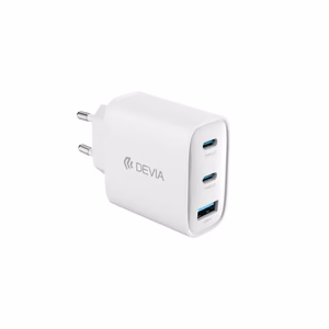 Devia Extreme PD GaN 65W Seinälaturi 2x USB-C 1x USB valkoinen + USB-C - USB-C kannettavan tietokoneen kaapeli