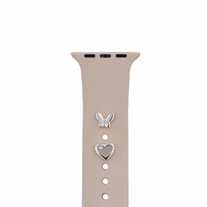 Pin Charms -setti kellon rannekkeisiin perhonen hopea