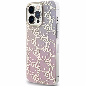 Hello Kitty IML Gradient Electrop Crowded Kitty Head suojakuori iPhone 13 Pro / 13:lle - vaaleanpunainen