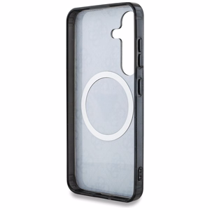 Guess HC Magneettinen IML Metal Glitter 4G Circle Triangle Suojakuori Samsung Galaxy S25:lle musta