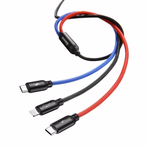 Baseus Three Primary Colors 3in1 USB-A - micro USB / Lightning / USB-C 3.5A kaapeli 1,2 m - musta