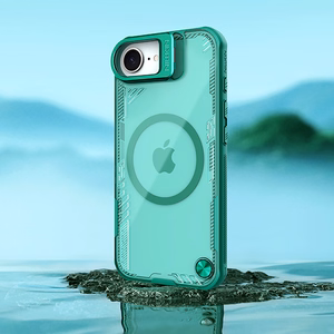 Nillkin Iceblade Prop Magneettinen Suojakuori jalustalla iPhone 16e / 17e:lle - vihreä