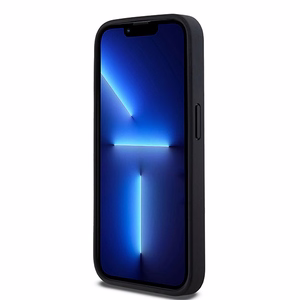 DKNY Nahkainen Mono Raita ja Metallinen Logo Suojakuori iPhone 15 Pro:lle - musta