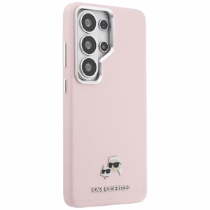 Karl Lagerfeld Suojakuori Saffiano KC Metal Logo MagSafe Samsung Galaxy S26 Ultra:lle vaaleanpunainen