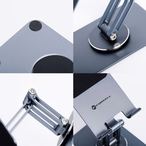 Pöytäteline puhelimelle ja tabletille taitettava Forcell F-Grip Fold Stand 2 360 harmaa