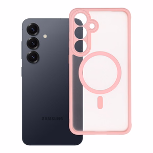 Suojakuori Samsung S25 PLUS:lle Full Matte Mag Cover yhteensopiva MagSafe vaaleanpunainen