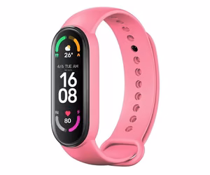 Silikoni ranneke Xiaomi Mi Band 5 / 6 / 7:lle vaaleanpunainen (37)
