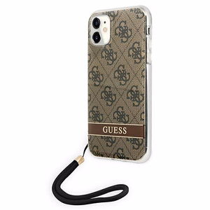 Guess GUOHCN61H4STW iPhone 11 ruskea/ruskea kovakotelo 4G Print hihna