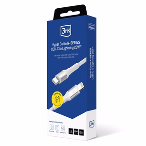 3mk Hyper Cable N-SERIES USB-C / Lightning 1m 9V/2A 20W - valkoinen