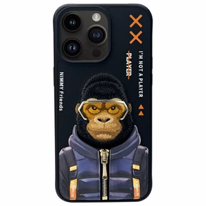 NIMMY Suojakuori COOL&CUTE 2.0 Monkey iPhone 15 Pro:lle - musta