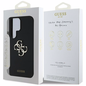 Guess Silikoninen Big 4G Logo Bottom Script Suojakuori Samsung Galaxy S25 Ultralle - musta
